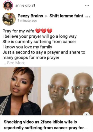 annie idibia cancer